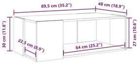 Τραπεζάκι Σαλονιού Γκρι Sonoma 89,5x48x30 εκ. - Γκρι