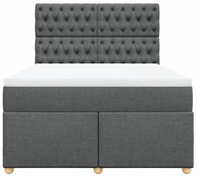 vidaXL Κρεβάτι Boxspring με Στρώμα Σκούρο Γκρι 140x190 εκ. Υφασμάτινο