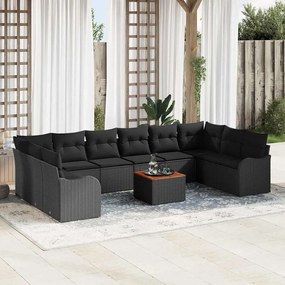 vidaXL Σετ Καναπέ Κήπου 11 pcs Μαύρο Πολυ ράταν