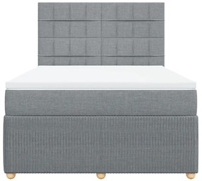 vidaXL Κρεβάτι Boxspring με Στρώμα Ανοιχτό Γκρι 140x190 εκ. Υφασμάτινο