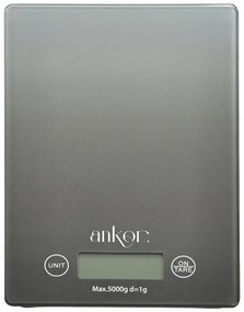 Ζυγαριά Ηλεκτρονική 5Kg Ντεγκράντε Γκρι Γυαλί 16x23x2cm ANKOR
