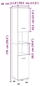 ΝΤΟΥΛΑΠΙ ΜΠΑΝΙΟΥ SONOMA ΔΡΥΣ 30,5X30X179 ΕΚ. ΑΠΟ ΕΠΕΞΕΡΓ. ΞΥΛΟ 849631