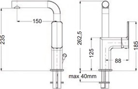 Eurorama Quadra 144333 Chrome - Mπαταρία νιπτήρα ψηλή