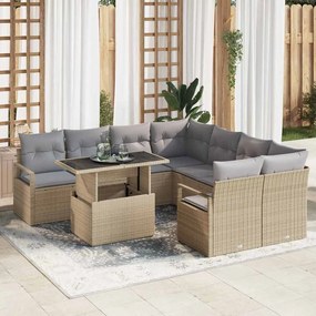 vidaXL Σετ Καναπέ Κήπου 9 pcs μπεζ και ανοιχτό γκρι 100 x 55 x 73 εκ