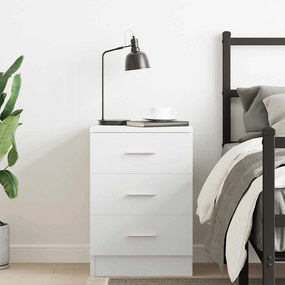 vidaXL Κομοδίνο Λευκό 38 x 35 x 56 εκ. από Επεξ. Ξύλο