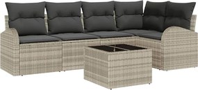 vidaXL Σετ Καναπέ με μαξιλάρι 6 pcs Ανοιχτό γκρι Πολυεστέρας