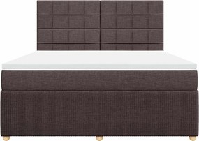 vidaXL Κρεβάτι Boxspring με Στρώμα Σκούρο Καφέ 180x200 εκ Υφασμάτινο