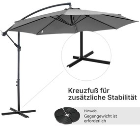 Outsunny Ομπρέλα ηλίου με χειροκίνητο μηχανισμό, ανθεκτική στις καιρικές συνθήκες 2,95 m x 2,95 m x 2,45 m Πολυεστέρας Χάλυβας Μαύρο