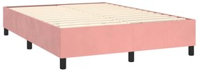 vidaXL Κρεβάτι Boxspring με Στρώμα Ροζ 140x190 εκ. Βελούδινο