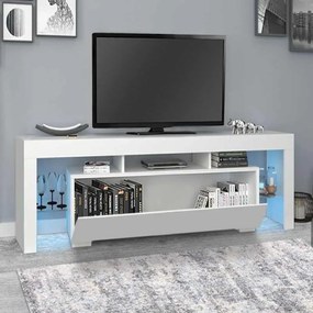Έπιπλο τηλεόρασης Stilo Megapap από μελαμίνη χρώμα λευκό 150x37x52εκ.