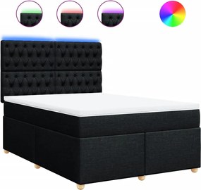 vidaXL Κρεβάτι Boxspring με Στρώμα Μαύρο 140x200 εκ. Υφασμάτινο