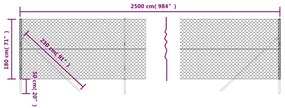 vidaXL Συρματόπλεγμα Περίφραξης Ασημί 1,8 x 25 μ. με Στύλους