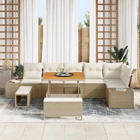 vidaXL Σετ Καναπέ Κήπου 9 pcs Μπεζ, Κρέμα 100 x 100 x 71 cm