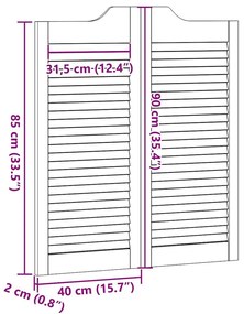 Swing Doors Louvred Design 1-Pair 90x80 cm από μασίφ ξύλο πεύκο - Καφέ