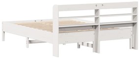 vidaXL Σκελετός Κρεβ. Χωρίς Στρώμα Λευκό 150x200 εκ Μασίφ Πεύκο