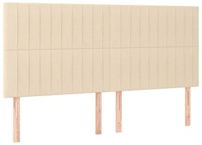 vidaXL Κρεβάτι Boxspring με Στρώμα Κρεμ 200x200 εκ. Υφασμάτινο