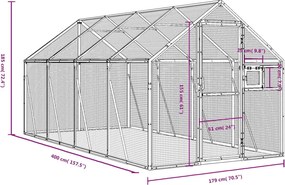 vidaXL Κλουβί Ανθρακί 1,79 x 4 x 1,85 μ. από Αλουμίνιο