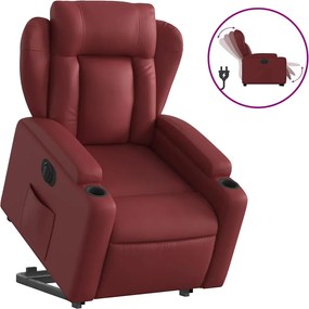 vidaXL Πολυθρόνα Ηλεκ.Ανακλινόμενη με Ανύψωση Μπορντό Συνθ.Δέρμα
