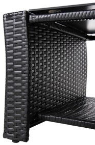 Σετ Κήπου Σαλόνι THORE 4 τεμ με Μαύρο Rattan &amp; Μπέζ Μαξιλάρια