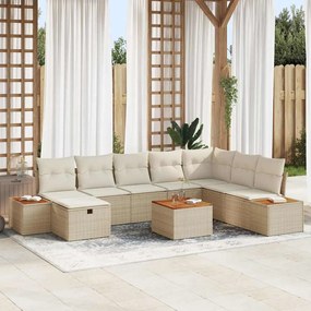 vidaXL Σετ Καναπέ Κήπου 9 pcs Μπεζ 55 x 62 x 69 εκ Πολυ ράταν