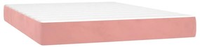 vidaXL Κρεβάτι Boxspring με Στρώμα &amp; LED Ροζ 140x190 εκ. Βελούδινο