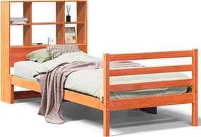 vidaXL Κρεβάτι Βιβλιοθήκη Χωρίς Στρώμα Καφέ 75x190 εκ Μασίφ Πεύκο