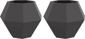 vidaXL Γλάστρα 2 τμχ. Μαύρο 75 x 75 x 60 εκ Ατσάλι
