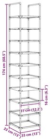 Ράφι παπουτσιών 10 επιπέδων μαύρο 33x33x174 cm - Μαύρο