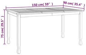 Τραπεζαρία Κήπου 150 x 90 x 75 εκ. από Μασίφ Ξύλο Teak - Καφέ