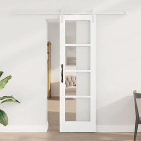 vidaXL Συρόμενη Πόρτα με Σετ Εξαρτημάτων 'ORKDAL' Λευκή Ξύλινη