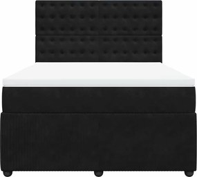 vidaXL Κρεβάτι Boxspring με Στρώμα Μαύρο 160x200 εκ. Βελούδινο