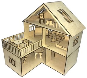 Intra απο ξύλο plywood 3mm-4mm πάχος - Κουκλόσπιτο Ανοιχτής Όψης Πολυώροφο 40x60 cm  Κόντρα πλακέ 3,5mm Δίασταση 30x30 cm Intraeaxys-ro6y3k27