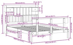 ΚΡΕΒΑΤΙ ΒΙΒΛΙΟΘΗΚΗ ΧΩΡΙΣ ΣΤΡΩΜΑ 140X190 ΕΚ ΜΑΣΙΦ ΞΥΛΟ ΠΕΥΚΟΥ 3321826