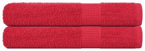 vidaXL Πετσέτες 2 τεμάχια Κόκκινο 100x200 εκ. 360 γρ/μ² 100% βαμβάκι