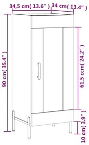 Ντουλάπι Καπνιστή Δρυς 34,5 x 34 x 90 εκ. Επεξεργασμένο Ξύλο - Καφέ