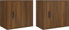 vidaXL Κομοδίνα Επιτοίχια 2 τεμ. Καφέ Δρυς 50x30x47 εκ.