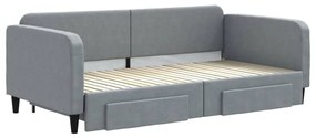 vidaXL Καναπές Κρεβάτι Συρόμενος Αν. Γκρι 100x200 εκ Ύφασμα &amp; Συρτάρια