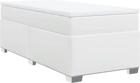vidaXL Κρεβάτι Boxspring με Στρώμα Λευκό 100x200εκ.από Συνθετικό Δέρμα