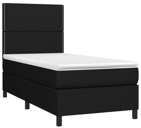 vidaXL Κρεβάτι Boxspring με Στρώμα &amp; LED Μαύρο 80x200 εκ. Υφασμάτινο