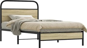 vidaXL Πλαίσιο Κρεβ. Χωρ. Στρώμα Sonoma Δρυς 90x200 εκ. Επεξ. Ξύλο