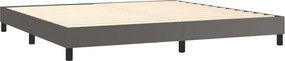 vidaXL Κρεβάτι Boxspring με Στρώμα Γκρι 200x200 εκ. Συνθετικό Δέρμα