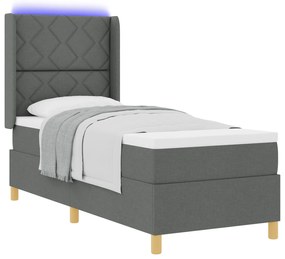 vidaXL Κρεβάτι με Στρώμα & LED Σκούρο Γκρι 80x200 εκ. Υφάσματος