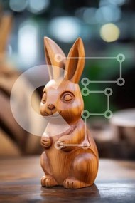 Intra Συλλεκτικό Ξύλινο Παζλ Plywood  4mm - Ξύλινο ειδώλιο λαγουδάκι σε ημιτελές τραπέζι Σε Ξύλινο Κουτί - Διαστάσεις: 10x10 cm – 25 κομμάτια