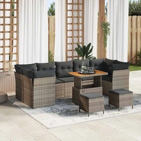 vidaXL Σετ Καναπέ Κήπου Ρυθμιζόμενο ύψος 10 pcs Γκρι συνθετικό ρατάν