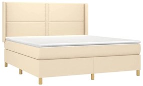 vidaXL Κρεβάτι Boxspring με Στρώμα &amp; LED Κρεμ 180x200 εκ. Υφασμάτινο