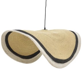 Φωτιστικό οροφής Hatchie Inart φυσικό-μαύρο-λευκό ψάθα-μέταλλο Φ100x133εκ