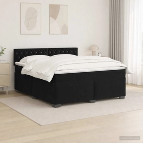vidaXL Κρεβάτι Box Spring με Στρώμα και LED Μαύρο 180 x 200 cm Βελούδο
