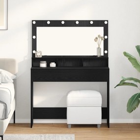 vidaXL Κομψό Τραπέζι Μακιγιάζ με Φωτιστικά LED Μαύρη Δρυς 100x41x135 εκ