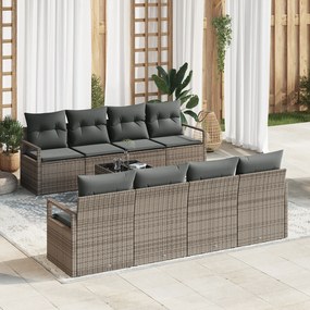 vidaXL Σετ Καναπέ 9 Τεμαχίων με Μαξιλάρια Γκρι Πολυρατάν