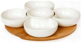 Ορντεβιέρα 5 Θέσεων Με Βάση Bamboo 65.000.137 White-Natural Cryspo Trio Porcelain